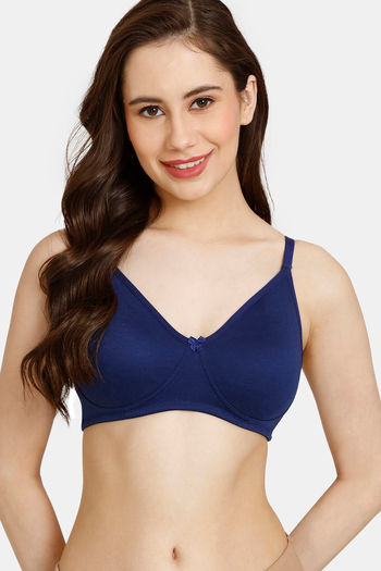 Buy Rosaline Everyday Double Layered Non Wired 3/4th Coverage T-Shirt Bra - Blue Depth